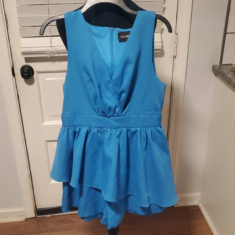 Do+Be Blue Sleeveless Ruffled Jumpsuit